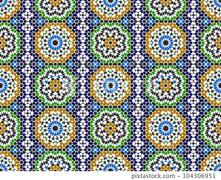 Seamless geometric pattern in Arabic style Zellij Seamless geometric pattern in Arabic style Zellij 104306951
