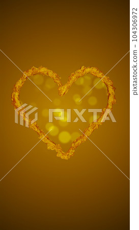 Radiant golden liquid heart with captivating bokeh effects, emanating warmth and love against a  golden backdrop 104306972