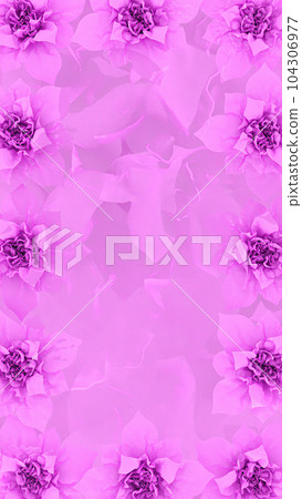 Pink Flowers Delicately Frame a Soft Flowing Purple Background, Evoking a Sense of Romanticism and Enchantment Pink Flowers Delicately Frame a Soft Flowing Purple Background, Evoking a Sense of Romanticism and Enchantment 104306977