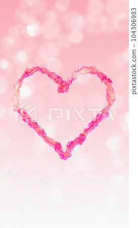 A Mesmerizing Pink Liquid Heart Swirling on a Pink Background with Bokeh, Evoking a Captivating Sense of Romanticism 104306983