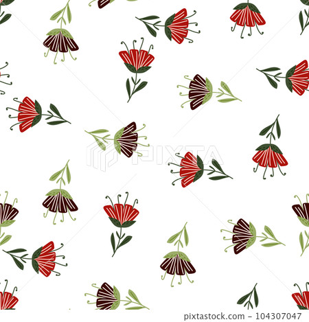 Contemporary flower seamless pattern. Cute stylized flowers wallpaper. Decorative naive botanical backdrop. Contemporary flower seamless pattern. Cute stylized flowers wallpaper. Decorative naive botanical backdrop. 104307047