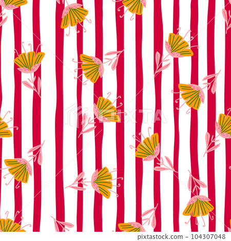 Contemporary flower seamless pattern. Cute stylized flowers wallpaper. Decorative naive botanical backdrop. Contemporary flower seamless pattern. Cute stylized flowers wallpaper. Decorative naive botanical backdrop. 104307048