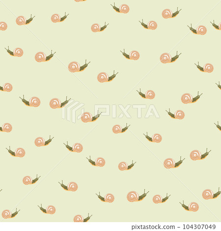 Cute snails seamless pattern. Funny cartoon character wallpaper in doodle style. Cute snails seamless pattern. Funny cartoon character wallpaper in doodle style. 104307049