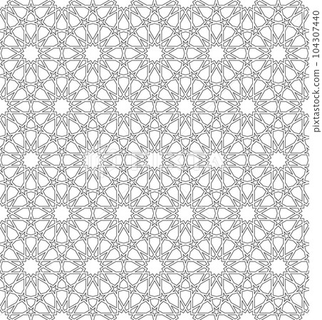 Seamless geometric ornament based on traditional islamic art. Black and white. Seamless geometric ornament based on traditional islamic art. Black and white. 104307440