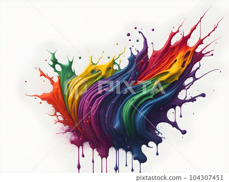watercolor rainbow splash rainbow splashes on white background 104307451