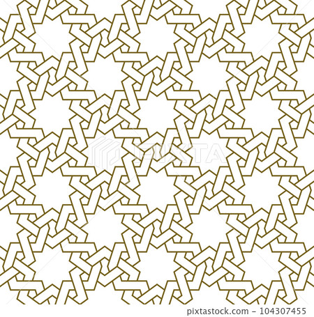 Seamless arabic geometric ornament in brown color. 104307455