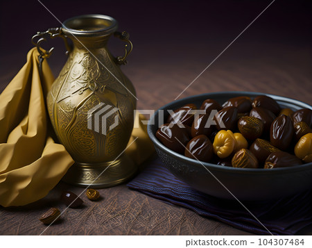 dry dates ready to eat for iftar time. Generative AI dry dates ready to eat for iftar time. Generative AI 104307484