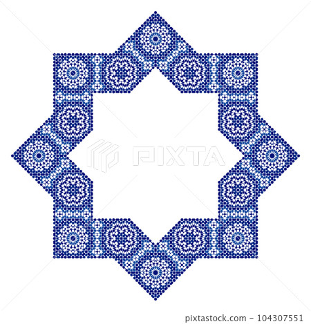 Decorative octagonal star with an ornament Zellij Decorative octagonal star with an ornament Zellij 104307551