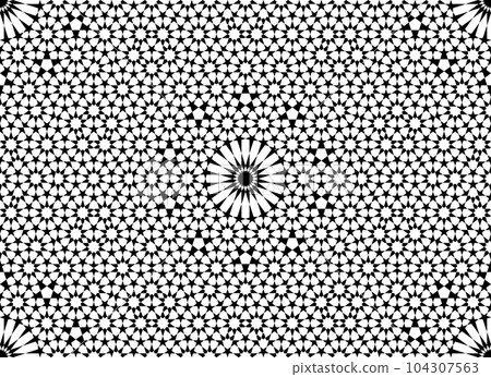 Seamless geometric ornament based on traditional islamic art. Black and white. 104307563