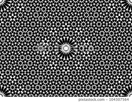 Seamless geometric ornament based on traditional islamic art. Black and white. Seamless geometric ornament based on traditional islamic art. Black and white. 104307564