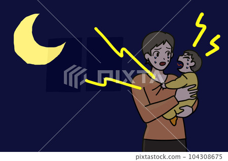 憤怒的母親抱著她哭泣的嬰兒 憤怒的母親抱著她哭泣的嬰兒 104308675