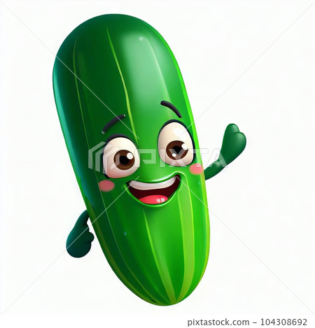 Cute 3d cucumber cartoon character digital illustration 104308692