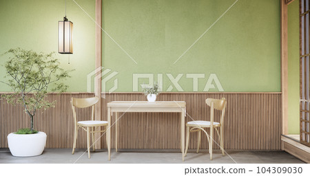 kitchen room dining table grey wall wood floor. 3d rendering 104309030