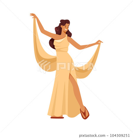 Roman or Greek Girl in Antique Clothes and Sandals Standing Vector Illustration Roman or Greek Girl in Antique Clothes and Sandals Standing Vector Illustration 104309251