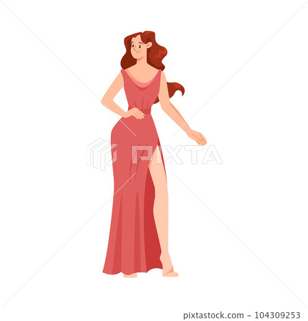 Roman or Greek Girl in Antique Clothes Standing Vector Illustration Roman or Greek Girl in Antique Clothes Standing Vector Illustration 104309253