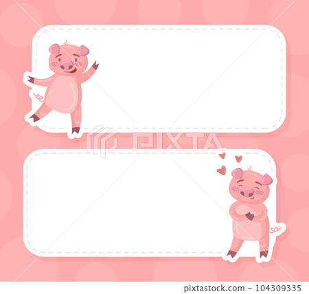 Empty Notepad Sheet with Funny Pig Character Vector Template Empty Notepad Sheet with Funny Pig Character Vector Template 104309335
