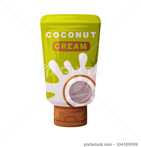 Coconut Cream in Tube as Cosmetic Product Vector Illustration Coconut Cream in Tube as Cosmetic Product Vector Illustration 104309509
