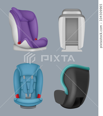 Child car seat. Safety car place for kids baby carrier comfortable seat decent vector realistic illustration isolated 104309965