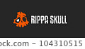Rippa skull orange horizontal logo concept. Vector EPS10 104310515