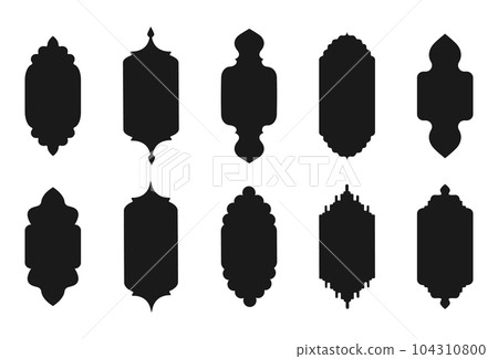 Islamic frames shape of a window or door arch. Arab frame set. Vector illustration. 104310800