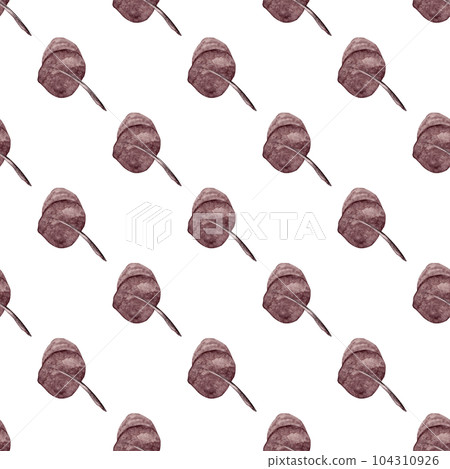 Eucalyptus grey-purple. diagonal arrangement. Seamless pattern of watercolor eucalyptus branches for your design Eucalyptus grey-purple. diagonal arrangement. Seamless pattern of watercolor eucalyptus branches for your design 104310926