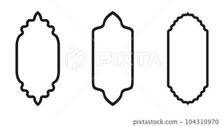 Islamic frames shape of a window or door arch. Arab frame set. Vector illustration. 104310970
