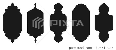 Islamic frames shape of a window or door arch. Arab frame set. Vector illustration. 104310987