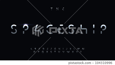 Futuristic and stencil font that commands attention. Striking clean lines and modern aesthetics letters for logo, typography, or any design project. Memorable and contemporary typeset. Vector set 104310996