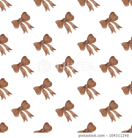 Coffee bows. Watercolor illustration. Seamless pattern for your design 104311248