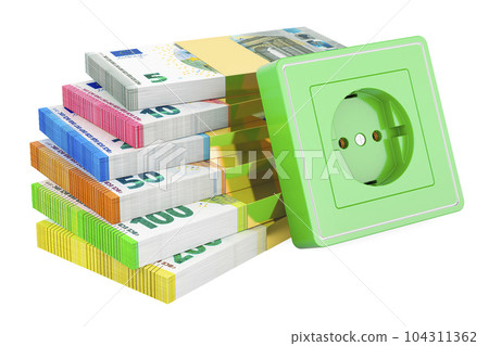 Electrical outlet, socket with euro packs. 3D rendering Electrical outlet, socket with euro packs. 3D rendering 104311362