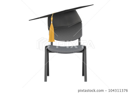 Office Chair with education hat. 3D rendering 104311376
