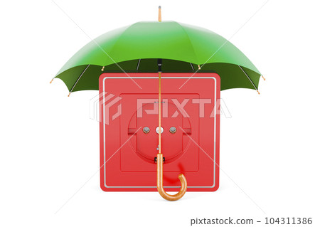 Electrical outlet, socket under umbrella. 3D rendering Electrical outlet, socket under umbrella. 3D rendering 104311386