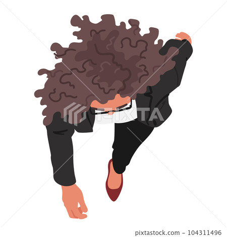 Top-down View Of A Confident Businesswoman Character Wear Formal Suit, Walking With Purpose, Showcasing Professionalism Top-down View Of A Confident Businesswoman Character Wear Formal Suit, Walking With Purpose, Showcasing Professionalism 104311496