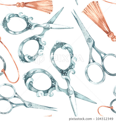Sewing scissors seamless pattern 104312349