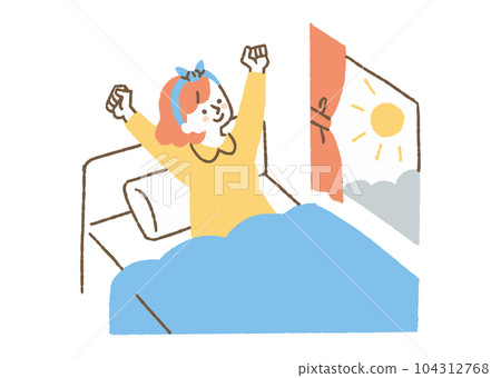 一個舒適地醒來的女人_color 104312768