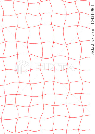Smooth hand-drawn wavy line check pattern background red vertical 104312961