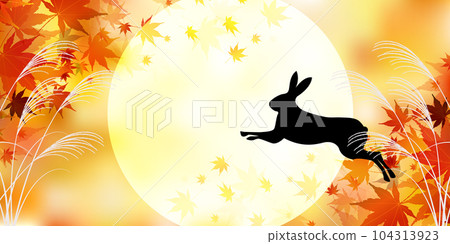 Moon viewing 15th night autumn leaves background 104313923