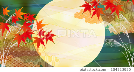 Moon viewing 15th night autumn leaves background 104313930