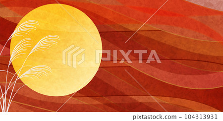 Tsukimi full moon Japanese pattern wave background 104313931