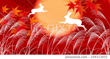 Moon viewing 15th night autumn leaves background 104313935