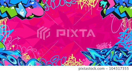 Colorful Abstract Urban Style Hiphop Graffiti Street Art Vector Illustration Background Template 104317355