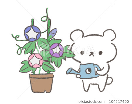 Polar bear giving water to morning glory 104317490