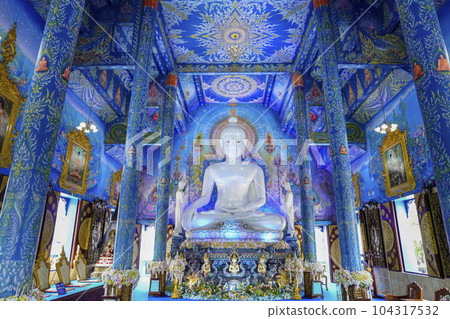 Rong Sua Ten temple or Blue temple in Chiang Rai Province, Thailand 104317532