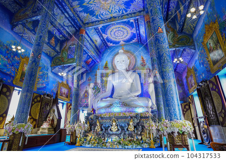 Rong Sua Ten temple or Blue temple in Chiang Rai Province, Thailand 104317533