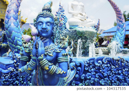 Rong Sua Ten temple or Blue temple in Chiang Rai Province, Thailand 104317535