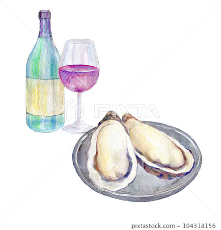 Watercolor illustration oyster bar 104318156