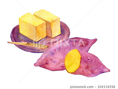 水彩插圖紅薯紅薯果凍 水彩插圖紅薯紅薯果凍 104318598