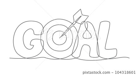 Goal One line drawing. Concept for Success, Goal, Winner, Luck, Business Goal One line drawing. Concept for Success, Goal, Winner, Luck, Business 104318601