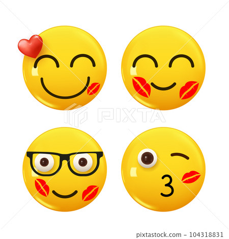 Set of 3d icon yellow color smile emoji. Set Icon Smile Emoji. Vector Set of 3d icon yellow color smile emoji. Set Icon Smile Emoji. Vector 104318831