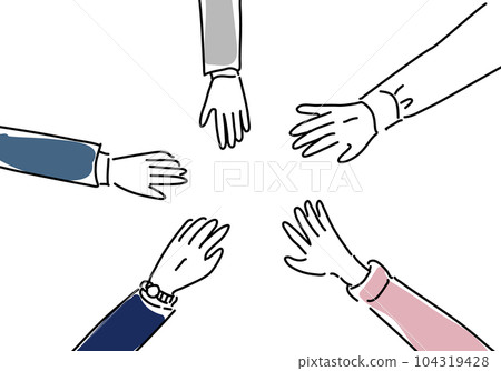 人們團結起來的簡單線條畫 人們團結起來的簡單線條畫 104319428